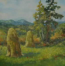 Teresa Mrugacz, Сенокос в Бескидах, Масляная картина - холст, 60 x 50