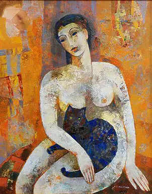   - Seated Lady with a black cat