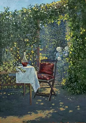 Wojciech Górecki - The August sun in the backyard gazebo