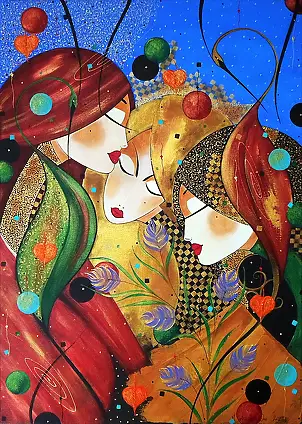 Marek Wierchuszko, Sisters, Acrylic painting - canvas, 50 x 70