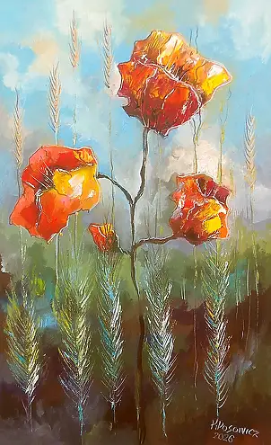 Krzysztof Kłosowicz, "Treasures of the Meadow", Oil painting - canvas, 39 x 65