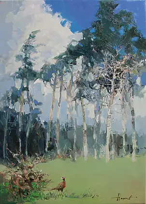 Henadzy Havartsou, Il margine della foresta, Quadro a olio - tela, 50 x 70