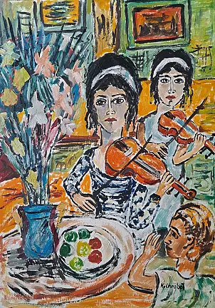 Krzysztof Chrobot, Skrzypaczka3, Obraz olejny - karton/tektura, 36 x 51