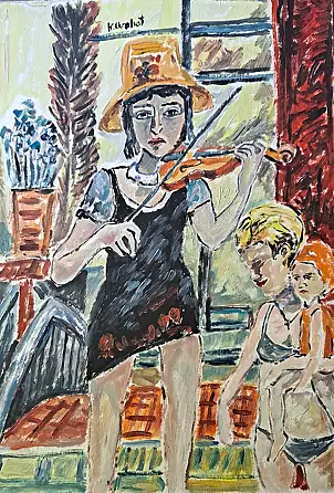 Krzysztof Chrobot, Skrzypaczka, Obraz olejny - karton/tektura, 36 x 51