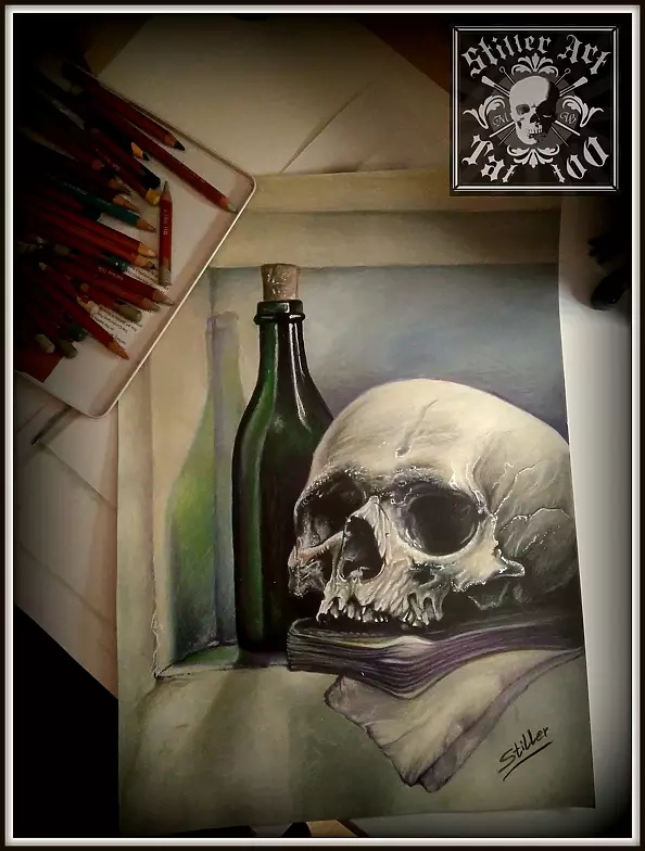 Małgorzata Wagner - Skull with bottle.