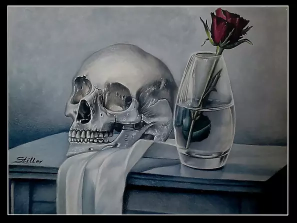 Małgorzata Wagner - Skull with rose