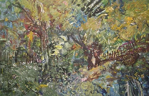 Eryk Maler - A square with willows