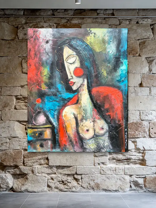 katarzyna nachajska, Une trace de rouge, Autres, Peinture acrylique, Techniques mixtes - toile, 80 x 100