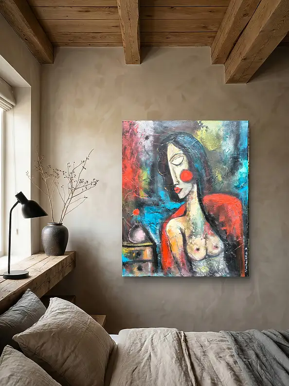 katarzyna nachajska, Une trace de rouge, Autres, Peinture acrylique, Techniques mixtes - toile, 80 x 100