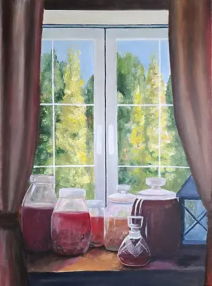 Hanna Sobecka - Jars on the windowsill