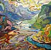 Marcin Stępniowski, Sun and mountains, Oil painting - panel, 100 x 80