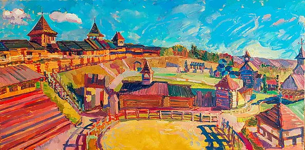 Anastasiia Kurkova, Słoneczna twierdza, Obraz olejny - płótno, 100 x 50