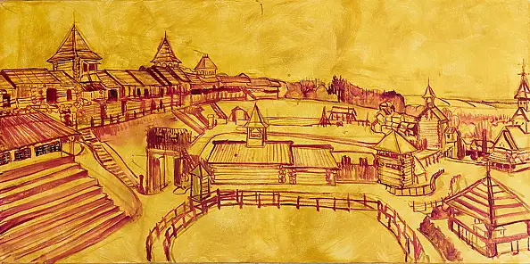 Anastasiia Kurkova, Słoneczna twierdza, Obraz olejny - płótno, 100 x 50