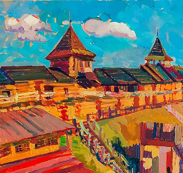 Anastasiia Kurkova, Słoneczna twierdza, Obraz olejny - płótno, 100 x 50