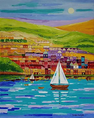 Ewa Boińska, Słoneczna zatoka, Obraz akrylowy - płótno, 40 x 50