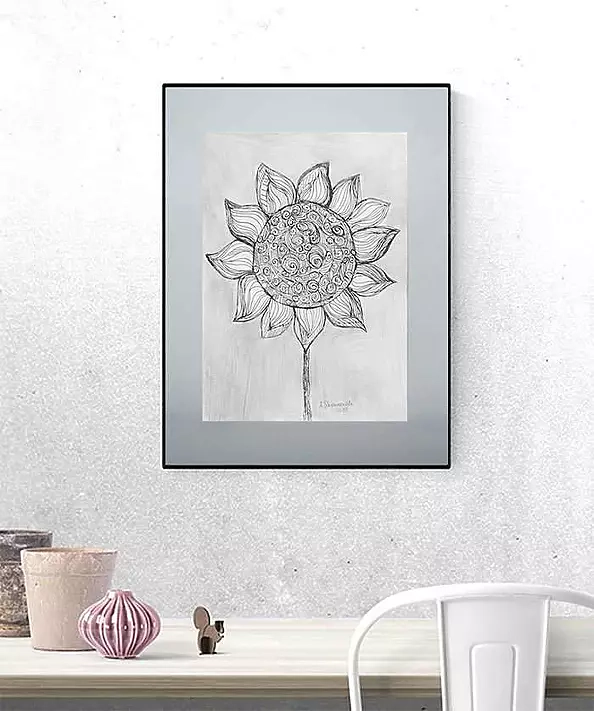 Anna Skowronek - Sunflower drawing black and white
