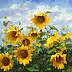 Emilia Czupryńska, Sunflowers, Oil painting - canvas, 90 x 90