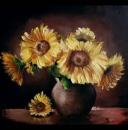 Anna Słota, Подсолнухи, Масляная картина - холст, 50 x 40