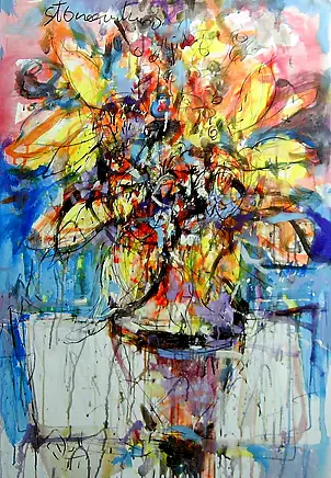 Dariusz Grajek, Girasoli..., Quadro ad acrilico - tela, 70 x 100