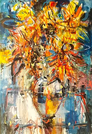 Dariusz Grajek, Słoneczniki, Obraz akrylowy, Obraz olejny - płótno, 70 x 100