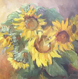 Jolanta Madej, Słoneczniki, Obraz olejny - płótno, 50 x 40