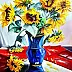 Teresa Kopańska - "Sunflowers on the table" - oil on canvas