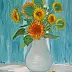 Jadwiga Rudnicka - Sonnenblumen in einem weißen Vase