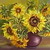 Maria Roszkowska - Sonnenblumen in einer Tonvase