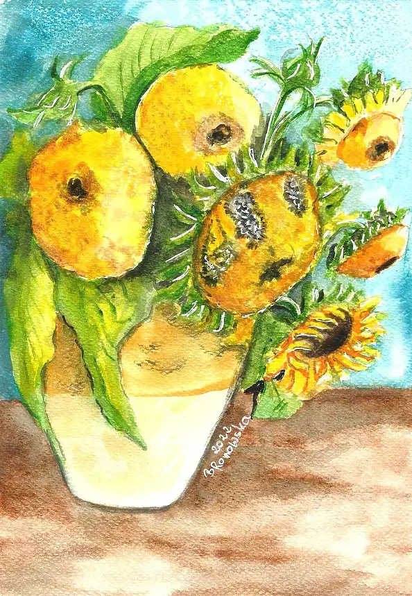 Bożena Ronowska - Słoneczniki w wazonie