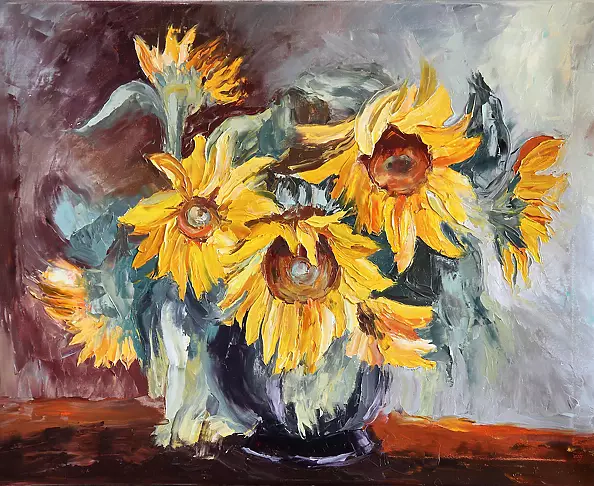 Ewa Łaczek Daleki - Sunflowers in a Vase