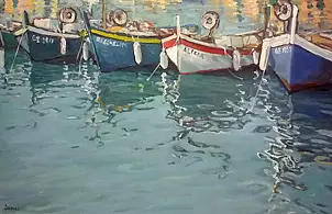 Giuseppe Bonci - Małe łódki "gozzo" w Camogli