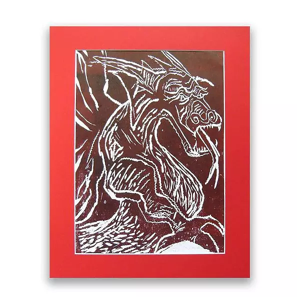 Anna Skowronek - The dragon graphics linocut