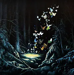 Zbigniew Hinc, Śnieżne motyle, Obraz olejny - płótno, 120 x 100