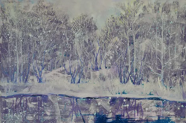 Jolanta Kitowska - Snowy - forest lake