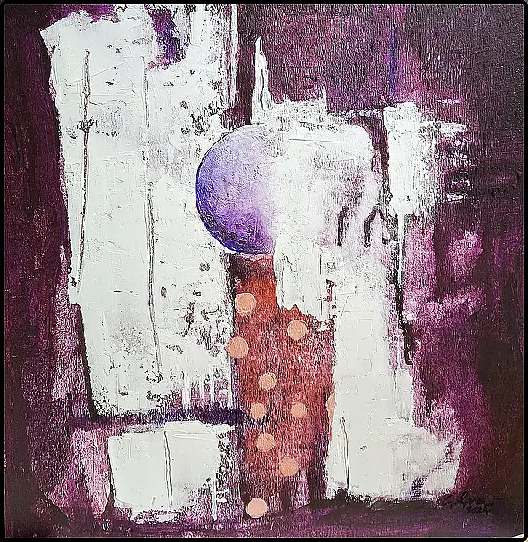 Giovanni Greco, Solo Intro, Peinture acrylique, Craie, Techniques mixtes - panneau, 37 x 38