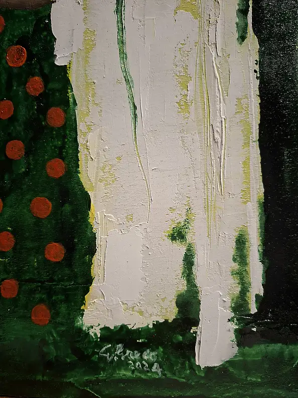 Giovanni Greco, Solo Intro, Peinture acrylique, Craie, Techniques mixtes - panneau, 40 x 47