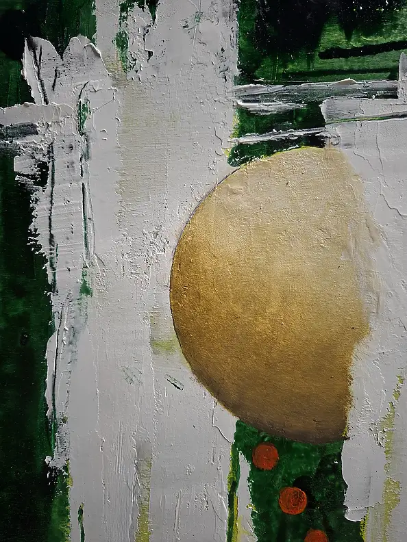 Giovanni Greco, Solo Intro, Peinture acrylique, Craie, Techniques mixtes - panneau, 40 x 47