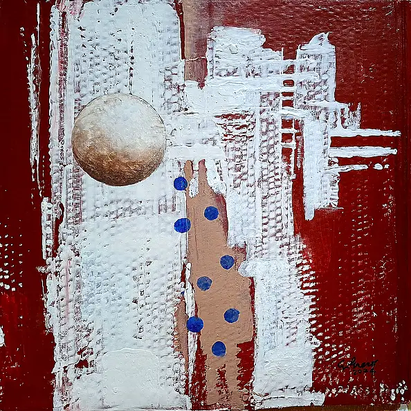 Giovanni Greco, Solo Intro, Acrylic painting, Chalk, Mixed media - cardboard/paperboard, 41 x 40