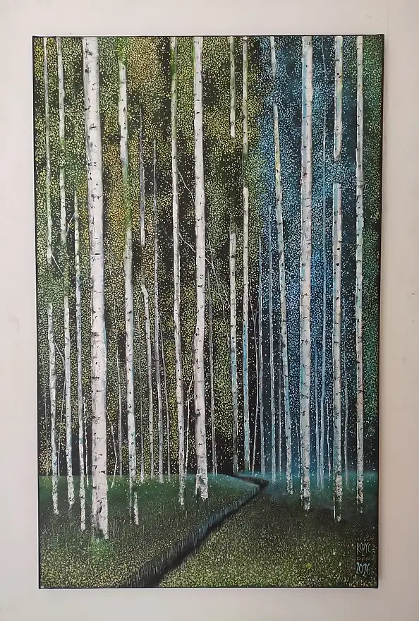 Dariusz Franciszek Różyc, ''Something chill is goin'on there..'' ''Birches'' series, Acrylic painting - canvas, 50 x 80