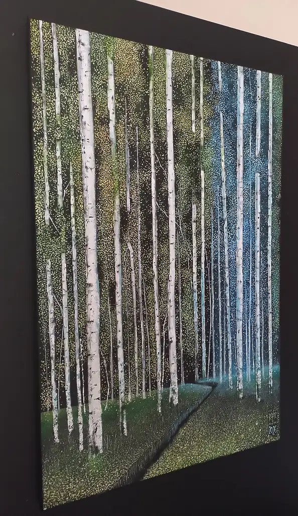 Dariusz Franciszek Różyc, ''Something chill is goin'on there..'' ''Birches'' series, Acrylic painting - canvas, 50 x 80