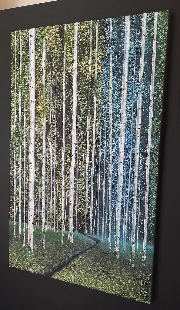Dariusz Franciszek Różyc, ''Something chill is goin'on there..'' ''Birches'' series, Acrylic painting - canvas, 50 x 80