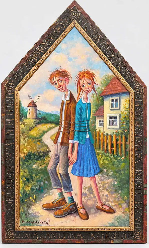 Dariusz Miliński, Uniti dall'amore, Quadro a olio - tela, 50 x 90
