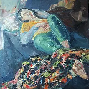 Anna Skowronek - Sleeping big oil painting on canvas, original, unique