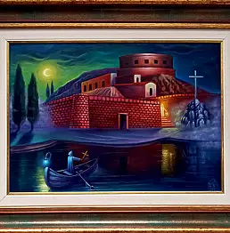 Karen Broyan, Спиналонга – остров проклятых, Масляная картина - папір, 40 x 30
