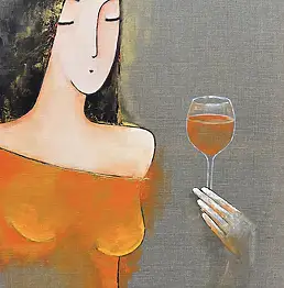 Agnieszka Beer, Tranquillità in una tonalità arancione, Dipinto acrilico - tela, 50 x 70