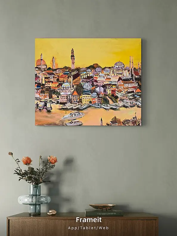 Krystyna Mościszko, Istanbul sur toile, Peinture acrylique, Pastel - toile, 50 x 40