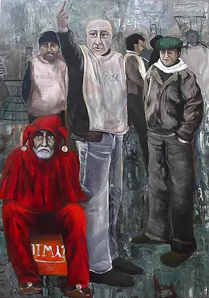 Jena Polak, Stańczyk Śląski, Obraz akrylowy - płótno, 80 x 120