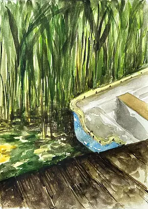 Adriana Laube - „Altes Boot in der Sonne“
