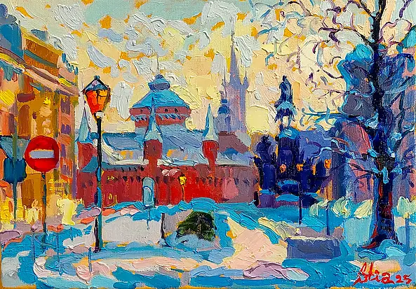 Anastasiia Kurkova, Stare miasto, Obraz olejny - płótno, 35 x 25