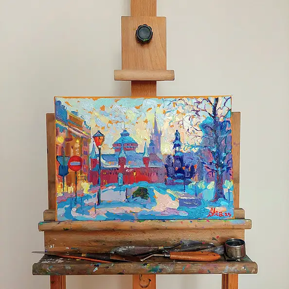 Anastasiia Kurkova, Stare miasto, Obraz olejny - płótno, 35 x 25